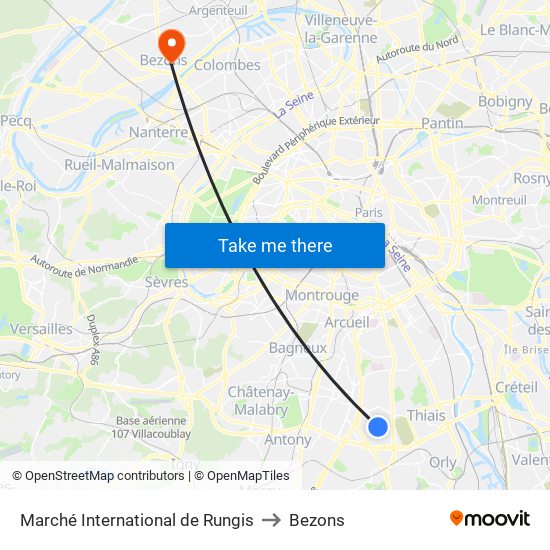 Marché International de Rungis to Bezons map