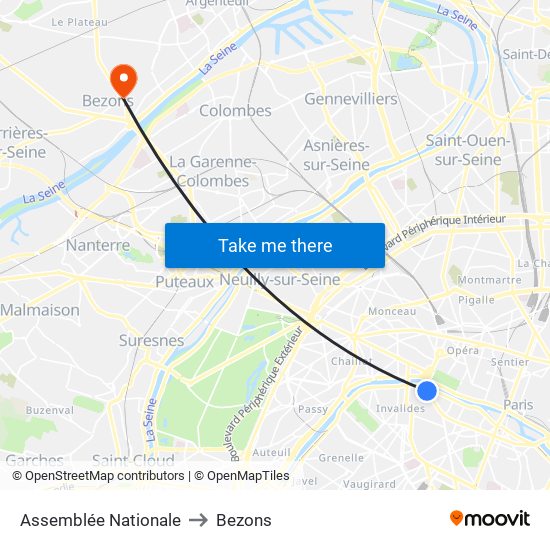 Assemblée Nationale to Bezons map