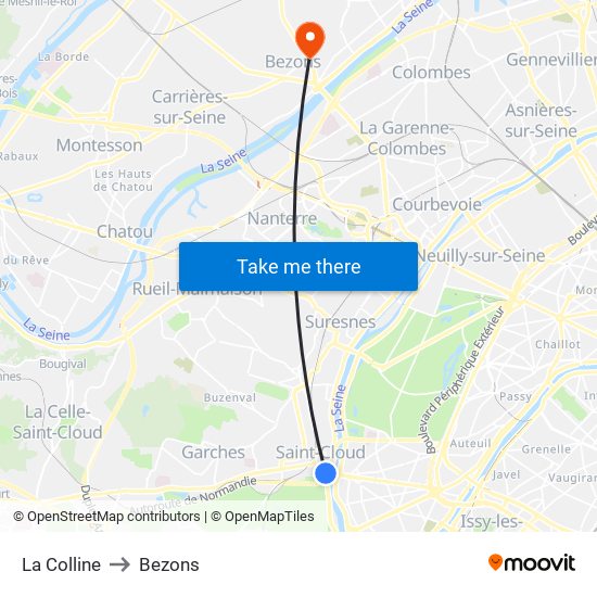 La Colline to Bezons map