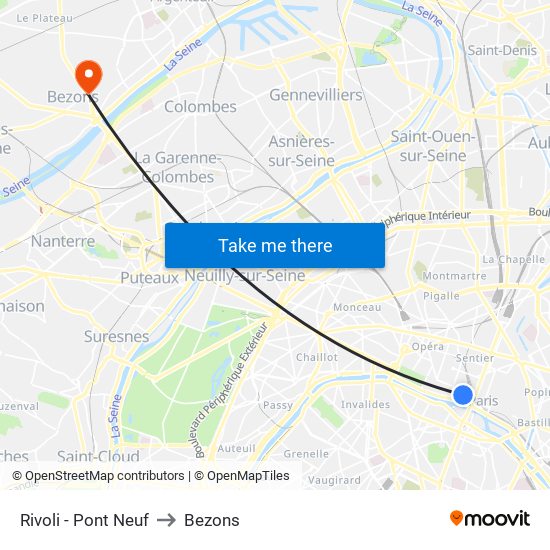 Rivoli - Pont Neuf to Bezons map