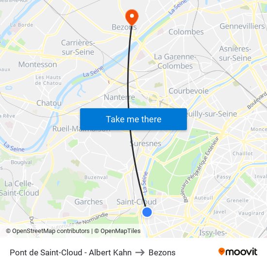 Pont de Saint-Cloud - Albert Kahn to Bezons map