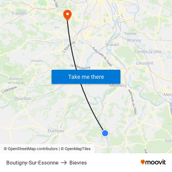 Boutigny-Sur-Essonne to Bievres map