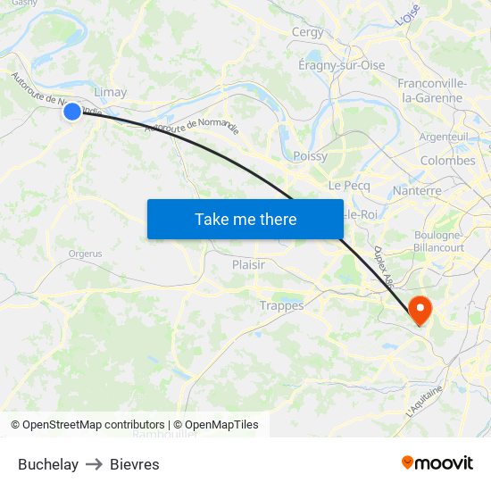 Buchelay to Bievres map