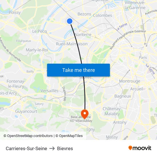 Carrieres-Sur-Seine to Bievres map