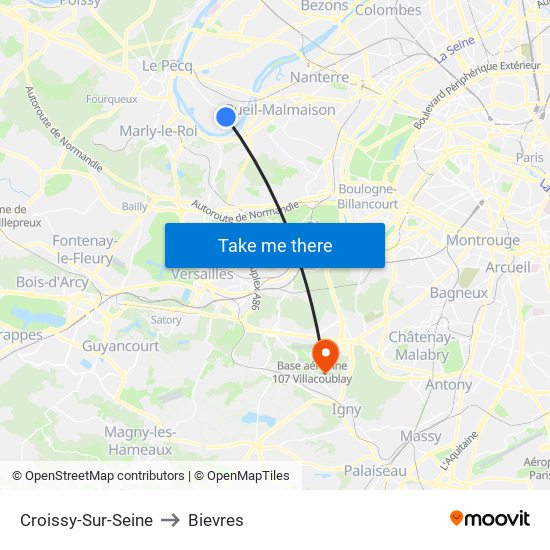 Croissy-Sur-Seine to Bievres map