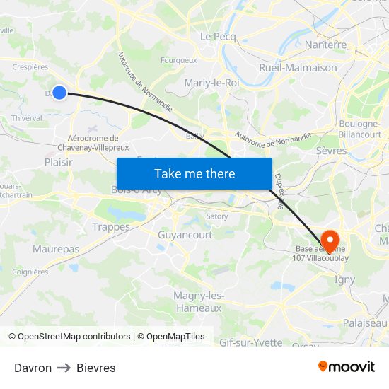 Davron to Bievres map