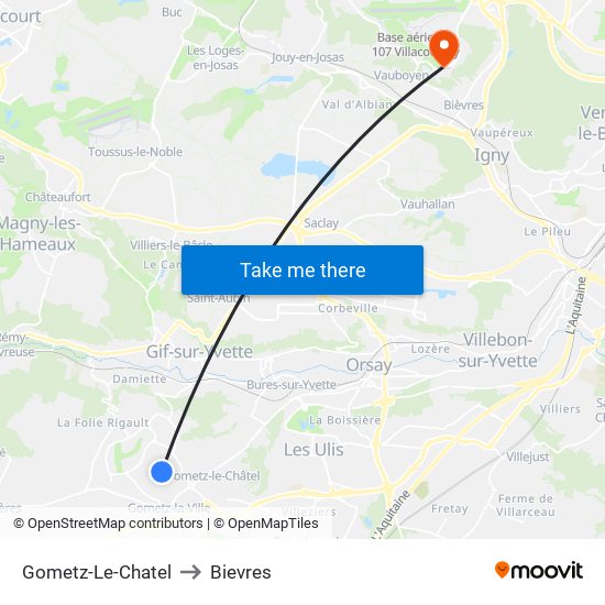 Gometz-Le-Chatel to Bievres map