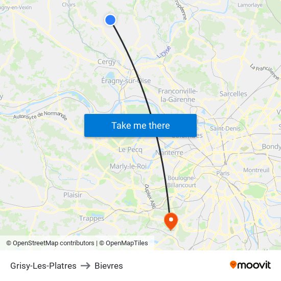 Grisy-Les-Platres to Bievres map