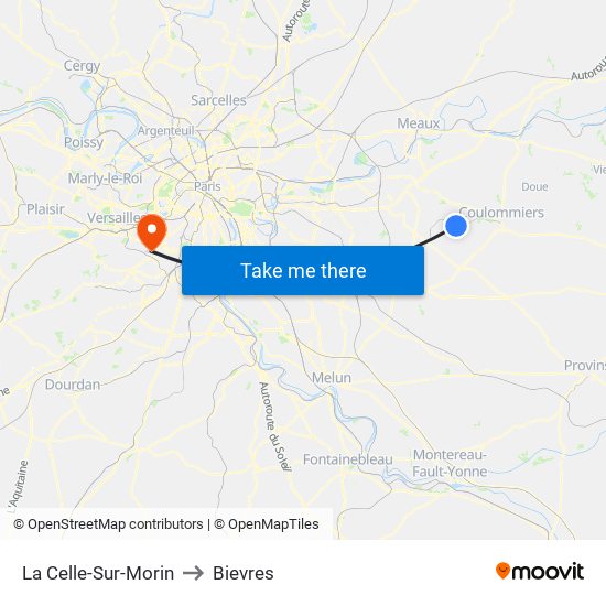 La Celle-Sur-Morin to Bievres map