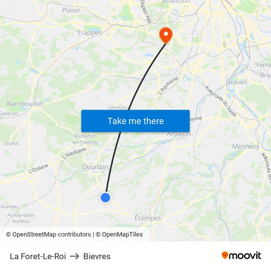 La Foret-Le-Roi to Bievres map