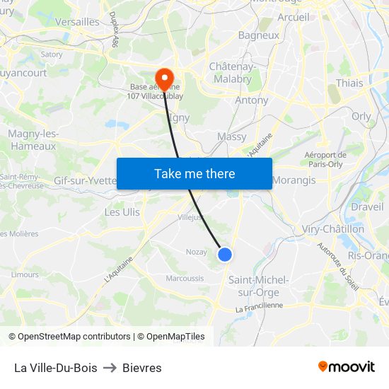 La Ville-Du-Bois to Bievres map