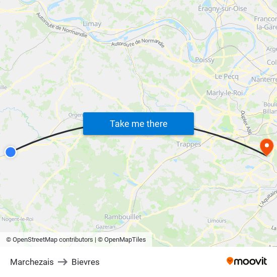 Marchezais to Bievres map