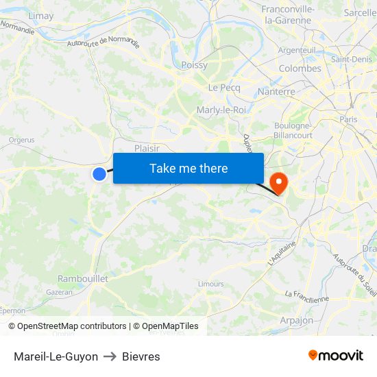 Mareil-Le-Guyon to Bievres map