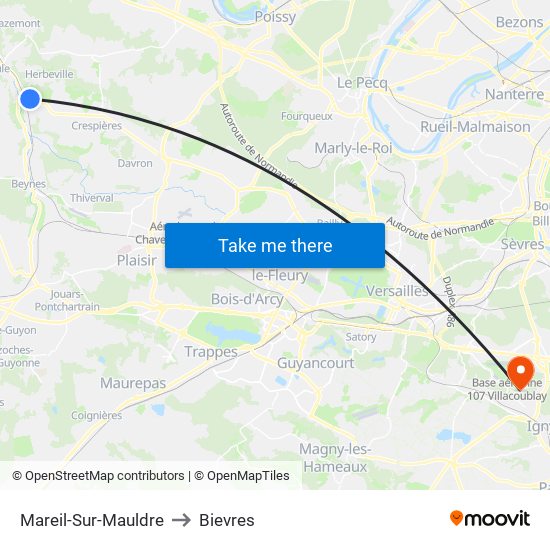 Mareil-Sur-Mauldre to Bievres map