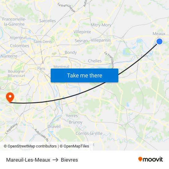 Mareuil-Les-Meaux to Bievres map