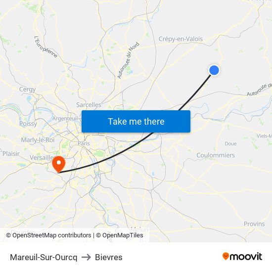 Mareuil-Sur-Ourcq to Bievres map