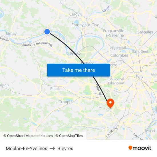 Meulan-En-Yvelines to Bievres map