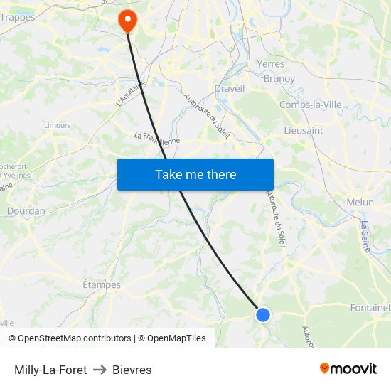 Milly-La-Foret to Bievres map