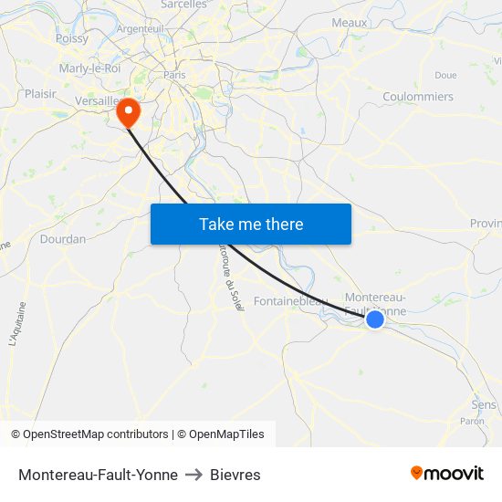 Montereau-Fault-Yonne to Bievres map