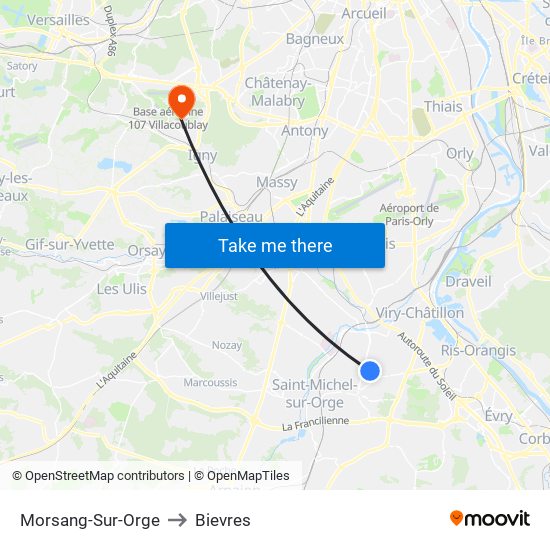 Morsang-Sur-Orge to Bievres map
