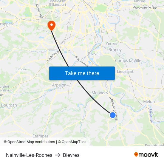 Nainville-Les-Roches to Bievres map
