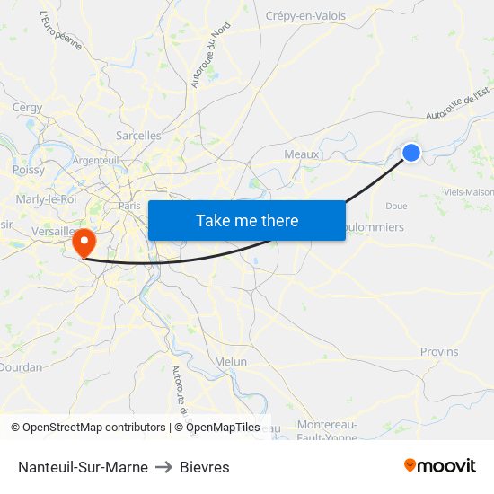 Nanteuil-Sur-Marne to Bievres map