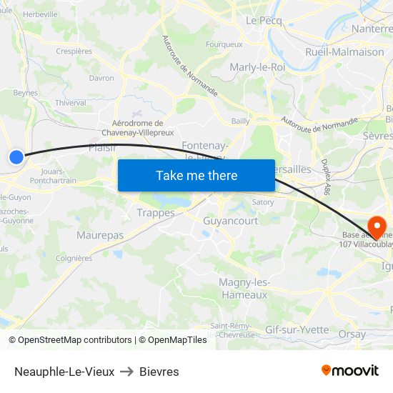 Neauphle-Le-Vieux to Bievres map