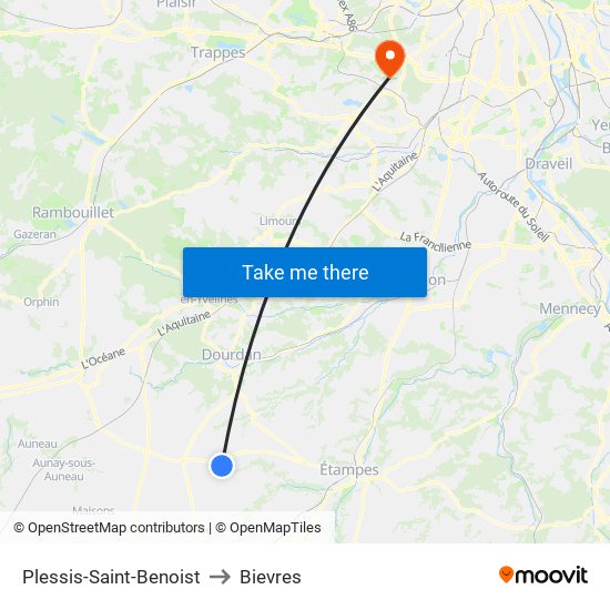 Plessis-Saint-Benoist to Bievres map