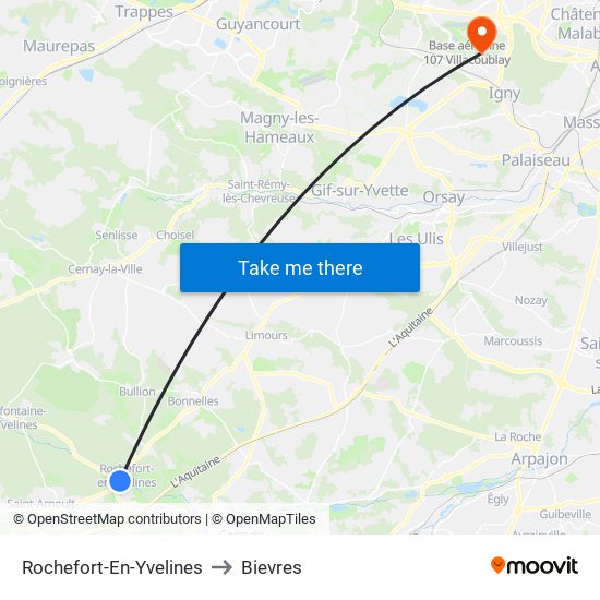 Rochefort-En-Yvelines to Bievres map