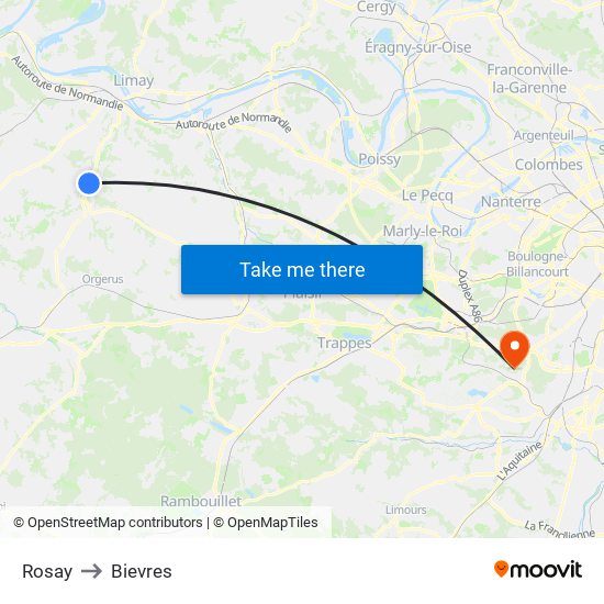 Rosay to Bievres map