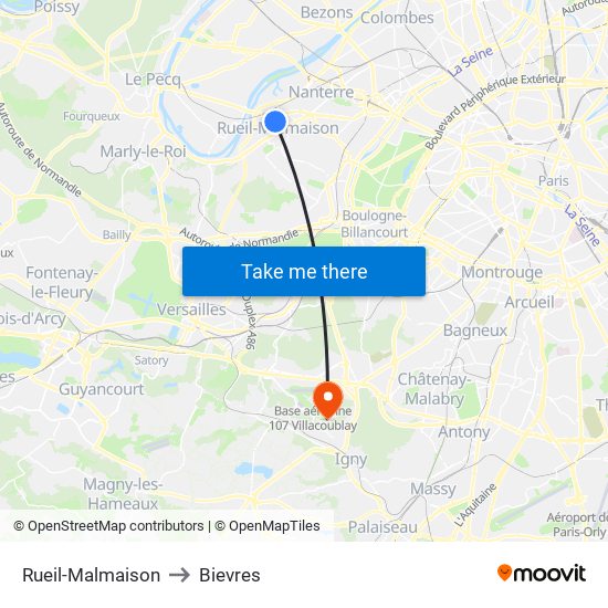 Rueil-Malmaison to Bievres map