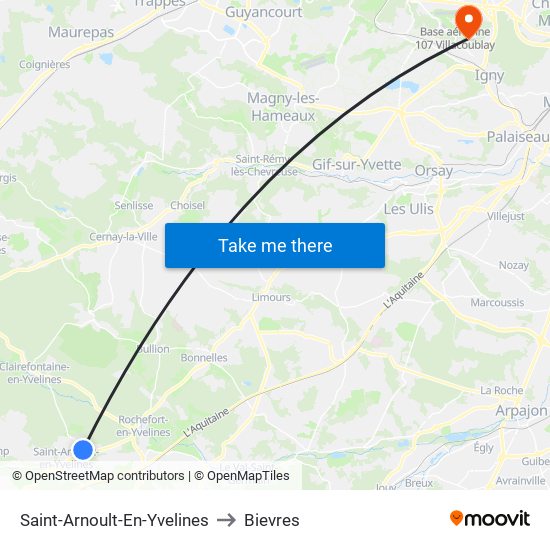 Saint-Arnoult-En-Yvelines to Bievres map