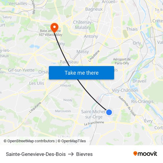 Sainte-Genevieve-Des-Bois to Bievres map