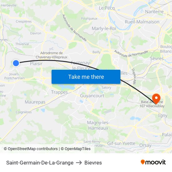 Saint-Germain-De-La-Grange to Bievres map