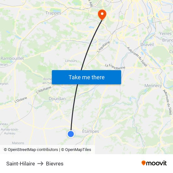 Saint-Hilaire to Bievres map