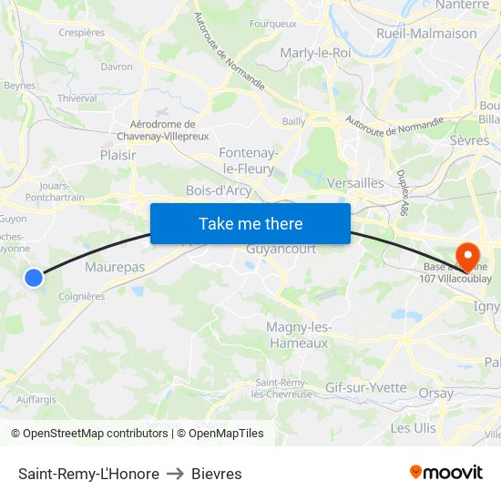 Saint-Remy-L'Honore to Bievres map