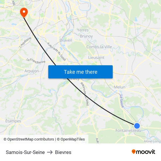 Samois-Sur-Seine to Bievres map