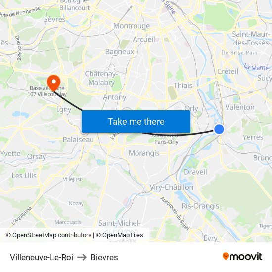 Villeneuve-Le-Roi to Bievres map