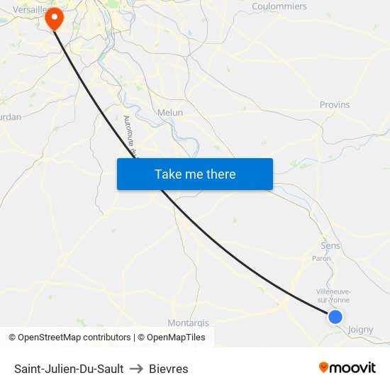 Saint-Julien-Du-Sault to Bievres map