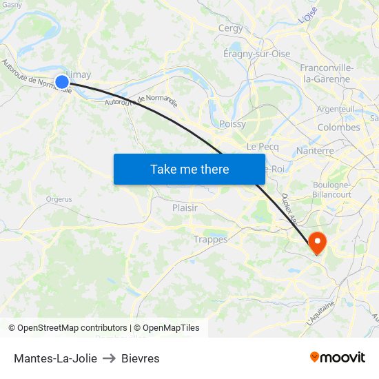 Mantes-La-Jolie to Bievres map