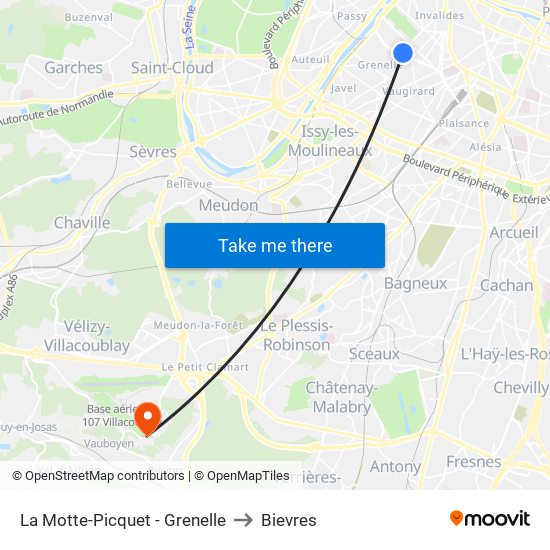 La Motte-Picquet - Grenelle to Bievres map