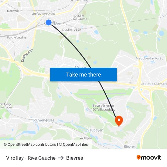 Viroflay - Rive Gauche to Bievres map
