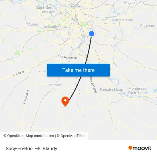 Sucy-En-Brie to Blandy map