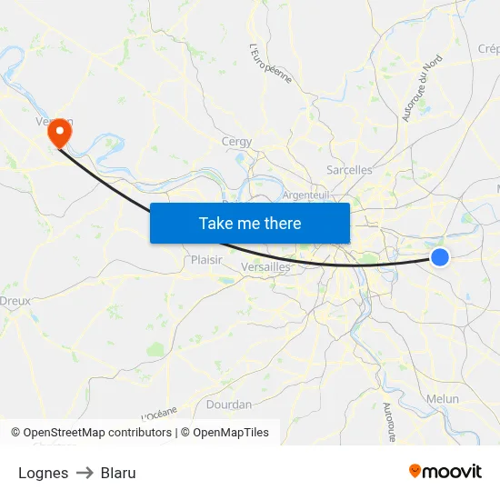 Lognes to Blaru map