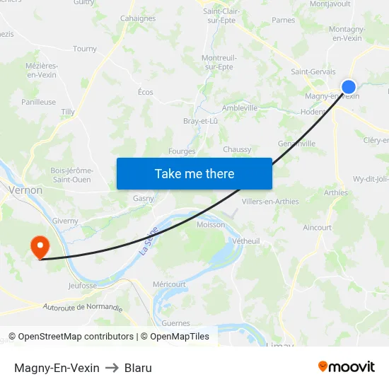 Magny-En-Vexin to Blaru map