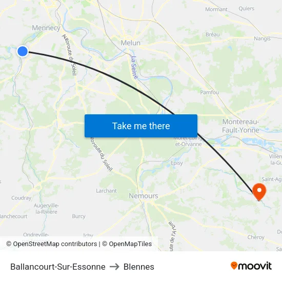 Ballancourt-Sur-Essonne to Blennes map