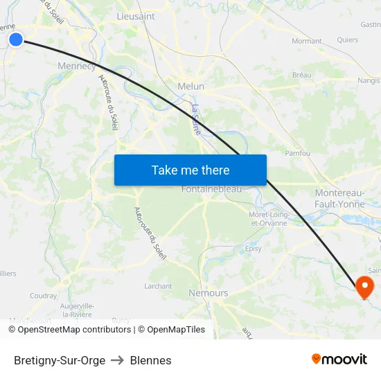 Bretigny-Sur-Orge to Blennes map