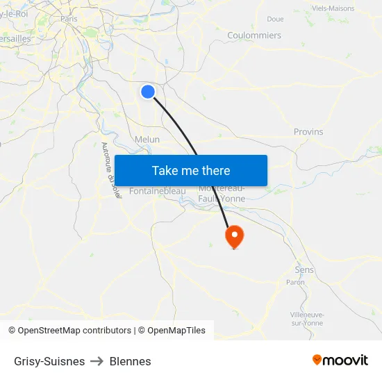 Grisy-Suisnes to Blennes map