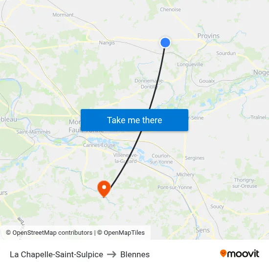 La Chapelle-Saint-Sulpice to Blennes map