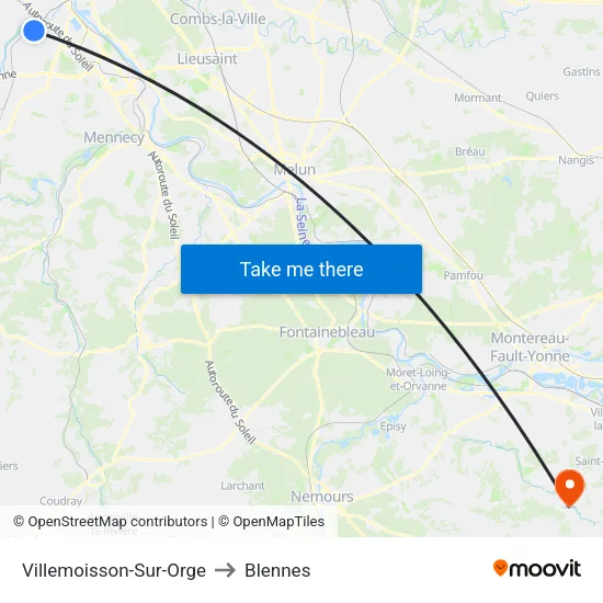 Villemoisson-Sur-Orge to Blennes map